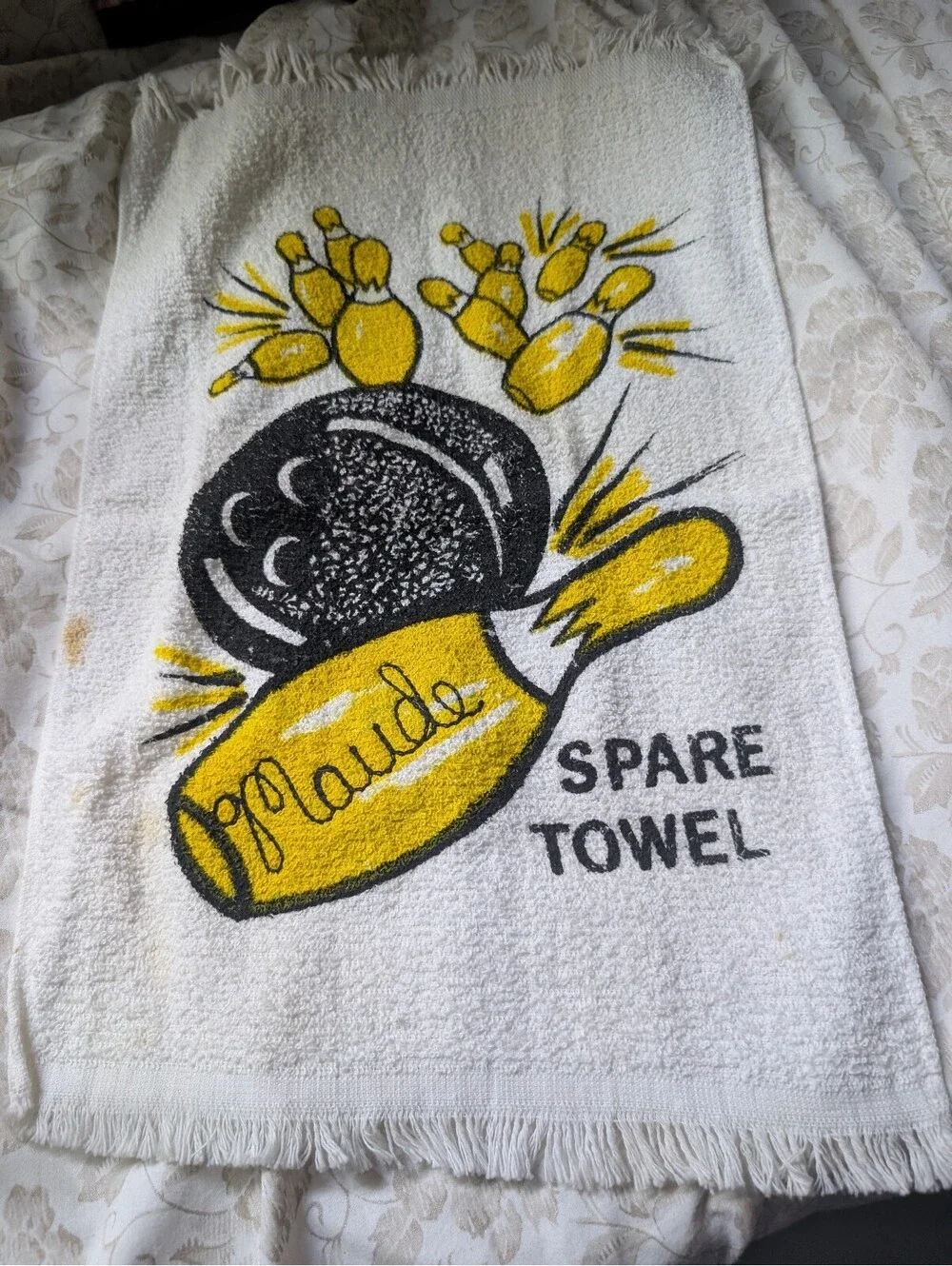 Maude Spare Towel with Bowling Pin and Ball Design